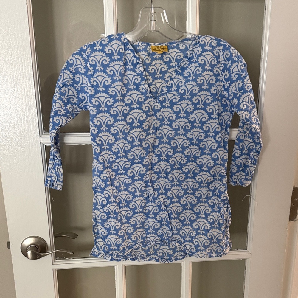 Roberta Roller Rabbit Girls Blue and White Cotton Beach Cover Up size 6